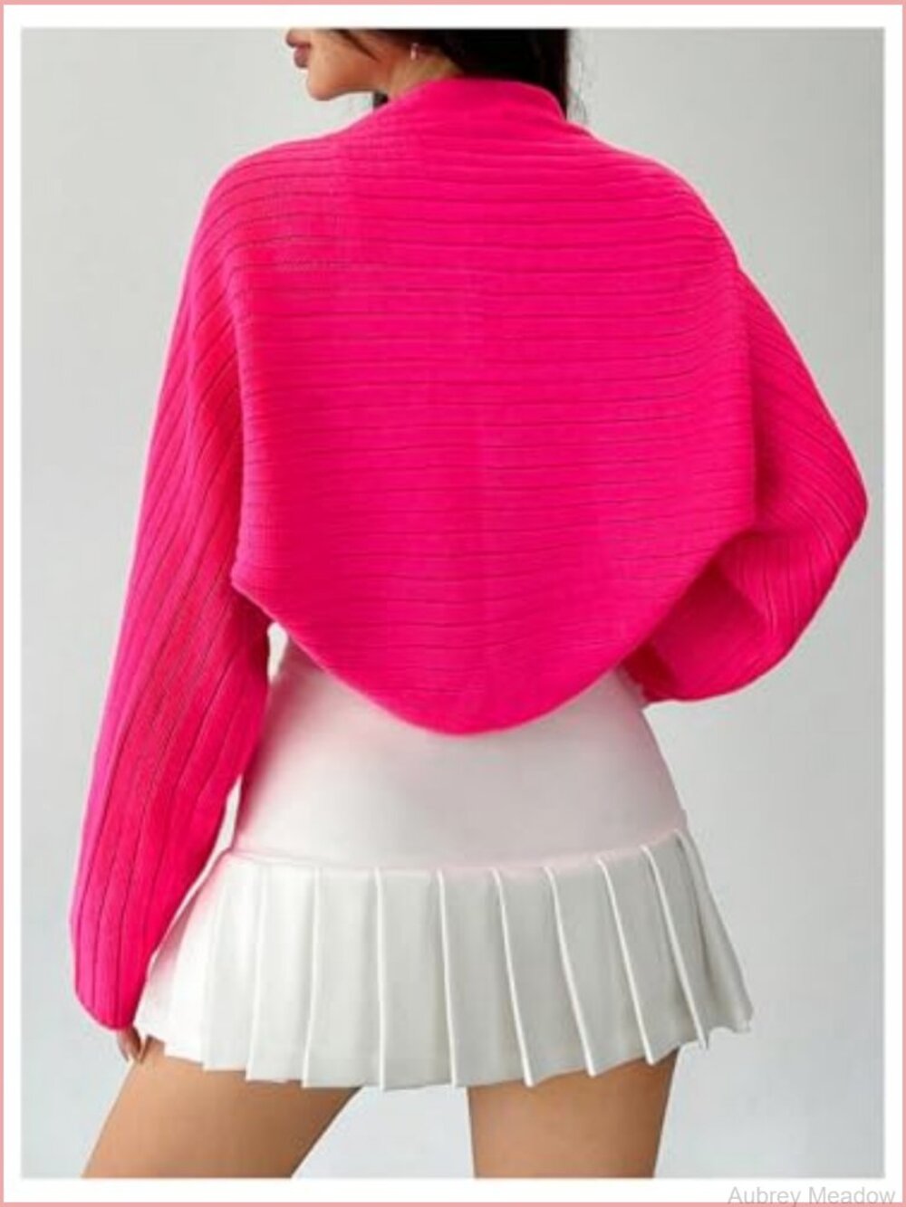 Cropped Open Front Rib Knit Long Sleeve Cardigan Shrug - Picture 2 of 6